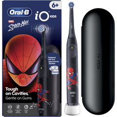 Periuta de dinti electrica Oral-B iO Kids Marvel Spiderman, 1 capat de periaj, 1 trusa de calatorie, 3 moduri cu modul sensibil prietenos pentru copii, cronometru muzical de 2 minute, pentru varste de