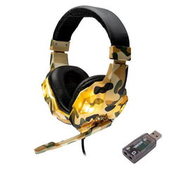 Casti cu microfon Spacer SPGH-CAMO-USB, 2x 3.5mm jack/USB-A, Camo