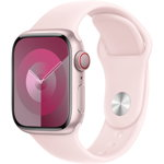 APPLE Watch Series 9, GPS + Cellular, 41mm Pink Aluminium Case, Light Pink Sport Band - S/M
