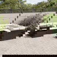 vidaXL Set canapele de grădină cu perne, 10 piese, maro, poliratan, vidaXL