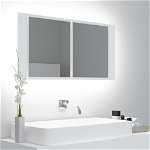 Dulap de baie cu oglinda si LED vidaXL, alb, 90x12x45 cm acril, 9.5 kg