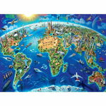 Puzzle educativ, Ravensburger, Harta lumii, 300 piese, 9 ani+, Multicolor, Ravensburger