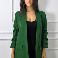 Sacou casual Alessia, cu revere si buzunare decorative, Verde, Marime S/M, FashionForYou