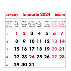Mini calendar de birou 2024, Litera