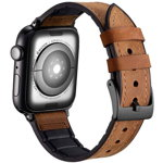 Curea iUni compatibila cu Apple Watch 1/2/3/4/5/6, 42mm, Leather Strap, Cream