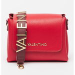 Valentino Bags, Geanta crossbody din piele ecologica cu aplicatie logo metalica Alexia, Alb fildes