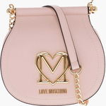 Moschino Love Faux Leather Bag With Chain Shoulder Strap And Golden L Pink, Moschino