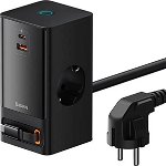 Wall charger / powerstrip PowerCombo 65W (black), Baseus