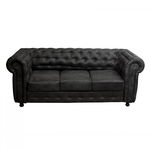 Canapea CHESTERFIELD extensibila, 3 locuri, cu arcuri, negru, 205x90x80 cm, Exclusive