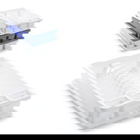 Uscator vase cu tava, rectangular, mediu, dimensiuni 45 x 26 x 9 cm, alb sau albastru, 