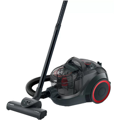 Aspirator fara Sac Bosch BGS21POW2 Serie 4, Filtru igienic HEPA, Power AirCycle, 2 litri, 750 W, 78 dB, Negru-Rosu