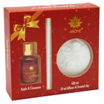 Set cadou cu difuzor 30 ml și argilă parfumată Arome, Apple and Cinnamon, 
