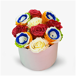 Cutie cu 11 trandafiri criogenati colorati - Standard, Floria