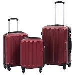 Set valize cu carcasa rigida vidaXL, 3 buc., rosu vin, ABS