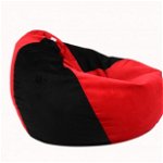 Fotoliu Pufrelax tip Sac Nirvana Gigant Gama Premium Textil, Black & Red, husa detasabila, umplut cu perle polistiren
