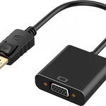 Convertor DisplayPort la VGA Gana, negru/auriu, 25 cm