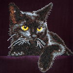Tablou cu diamante - Pisică neagră, 36 x 28 cm