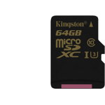 Micro SDXC, 64GB, Clasa 10, UHS-I U3, Kingston