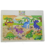 Puzzle din lemn cu dinozauri, 24 piese, 30 cm, varsta 3 ani+, coordonare mana-ochi, multicolor, Scorpions Market