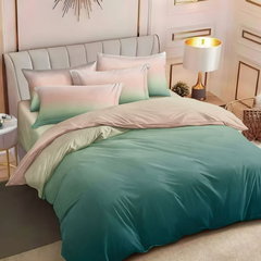 Lenjerie pat dublu, Finet, 6 piese, Verde, degrade, Johny Home Pucioasa