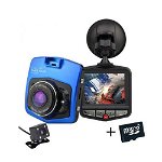 Kit camera Video Auto Dubla iUni Dash 806, Full HD, 12Mpx, 2.5", 170 grade, Parking monitor, G senzor, Senzor de miscare (Albastru)