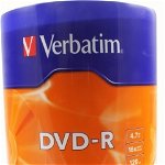 Dvd-r verbatim 4.7gb, 120min, viteza 16x, 100 buc, single layer, spindle, "matt silver" "43549"