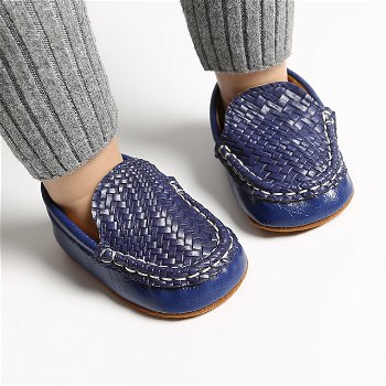 Pantofiori bleumarin eleganti cu model impletit, Superbebeshoes