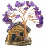 Figurina casuta cu ramuri din cristale naturale Ametist - Decoratiune interior sau exterior, pentru casa, birou, acvariu, CraftMystic