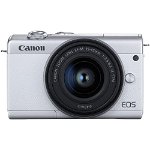 Aparat foto Mirrorless Canon EOS M200, 24.1 MP, 4K, Alb + Obiectiv 15-45mm