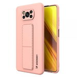 Husa Spate Wozinsky Compatibila Cu Xiaomi Poco X3 NFC / Poco X3 Pro, Cu Stand Metalic Pe Spate, Protectie La Camera - Roz