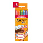 Set 5 markere pentru tatuaje temporare BIC Kids, 10 stickere incluse, diverse modele Set 5 markere pentru tatuaje temporare BIC Kids, 10 stickere incluse, diverse modele