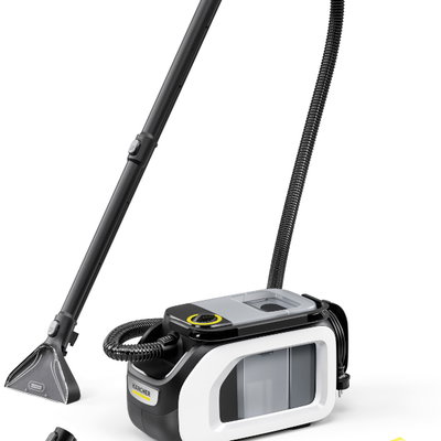 Aspirator cu spalare prin injectie-extractie Kärcher SE 3 Compact Floor, 500 W, rezervor apa curata/murdara 1,7/2,9 l, duze injectie-extractie covoare/de mana/spatii inguste, detergent 100 ml, 1.081-533.0, alb