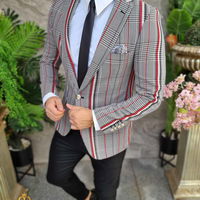 Sacou Gri de bărbați, in dungi, croiala Slim-Fit – SC548, 