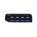 Hub usb cu 4 porturi 3.0 5Gb/S cu intrerupator cu led si cablu usb negru, Compatibil