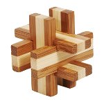 Joc logic IQ din lemn bambus in cutie metalica-6, Fridolin, 8-9 ani +, Fridolin