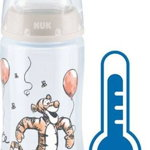 Biberon, Nuk First Choice+, cu senzor de temperatura, Winnie, 0-6 luni, 300 ml, roz, NUK