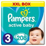Scutece Pampers Active Baby XXL BOX, Marimea 3, 6 -10 kg, 208 buc