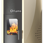 Termosemineu pe peleti Fiama Confort 18 kw, complet echipat pentru incalzire, pompa, vas expansiune, automatizare, telecomanda, buncar peleti 15 kg,  tiraj fortat, culoare Crem, aprindere automata, pana la 120 mp, Fiama