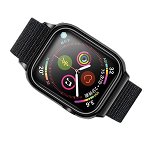 Curea Apple Watch Usams Nylon Cu Cadru Compatibila Cu Apple Watch 4 / 5 / 6 / Se (40mm), Negru, Usams