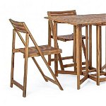 Set masa si 4 scaune Noemi, Lemn, Maro, 94x77x34.5 cm