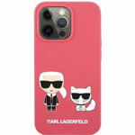 Husa Karl Lagerfeld KLHCP13LSSKCP compatibila cu iPhone 13 Pro, Silicone Karl and Choupette, Roz