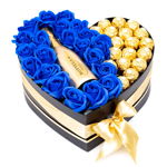 Aranjament Floral in cutie Bottega Blue And Ferrero, 30cm
