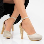 Pantofi, culoare Auriu, material Glitter - cod: P9641, L♥T