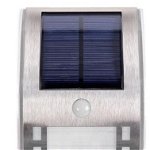 Lampa solara LED de perete Flink LS-7451B, cu senzor de miscare, 1.2W, 50 lm, acumulator 500 mAh 3.2V, otel inoxidabil