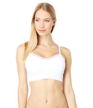 Imbracaminte Femei Joy Bra Full Size Seamless V-Neck with Lace Trim White, Joy Bra