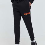 HUGO pantaloni de trening din bumbac culoarea negru, cu imprimeu 50504788, Hugo