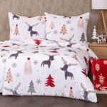 Lenjerie de pat din micro-flanelă 4Home Cute reindeer, 140 x 200 cm, 70 x 90 cm, 4Home