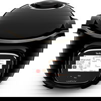 Tefal Multicooker inteligent cu gatire sub presiune Tefal Cook4Me Touch CY912831, 1600W, cu conexiune WiFi, aplicatie dedicata, 13 programe de gatire, ecran tactil, pana la 6 persoane, Capacitate Vas 6L, Negru, Tefal