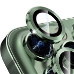 Sticla de protectie camere cu cadru din aluminiu pentru iPhone 15 Plus, Verde