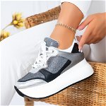 Pantofi Sport, culoare Argintiu, material Piele ecologica - cod: P12504, Aly